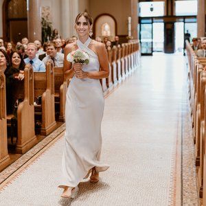 BHLDN Ruby Satin Charmeuse Dress in Champagne